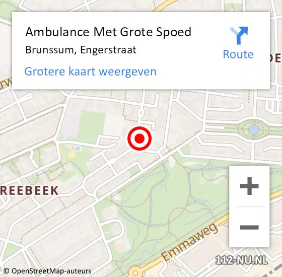 Locatie op kaart van de 112 melding: Ambulance Met Grote Spoed Naar Brunssum, Engerstraat op 30 december 2013 10:14