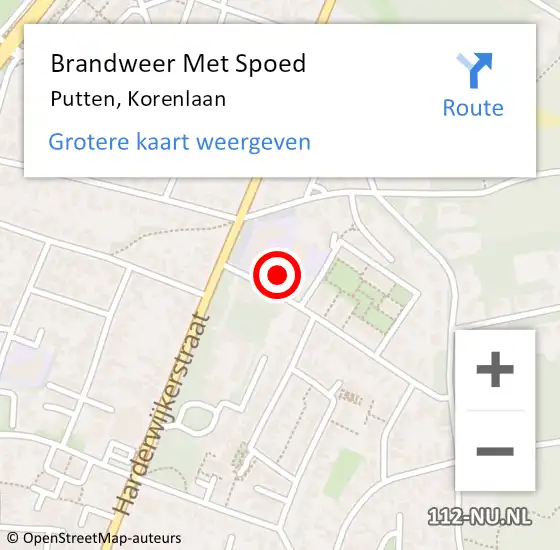 Locatie op kaart van de 112 melding: Brandweer Met Spoed Naar Putten, Korenlaan op 11 oktober 2016 11:11