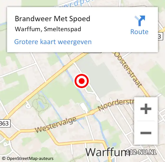 Locatie op kaart van de 112 melding: Brandweer Met Spoed Naar Warffum, Smeltenspad op 11 oktober 2016 11:13