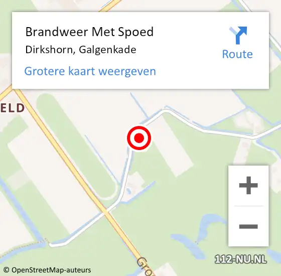 Locatie op kaart van de 112 melding: Brandweer Met Spoed Naar Dirkshorn, Galgenkade op 11 oktober 2016 11:58