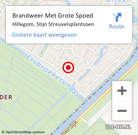 Locatie op kaart van de 112 melding: Brandweer Met Grote Spoed Naar Hillegom, Stijn Streuvelsplantsoen op 11 oktober 2016 12:00