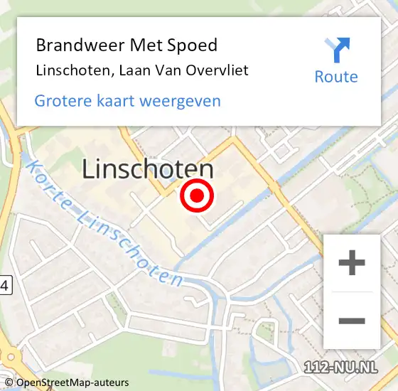 Locatie op kaart van de 112 melding: Brandweer Met Spoed Naar Linschoten, Laan Van Overvliet op 11 oktober 2016 12:05