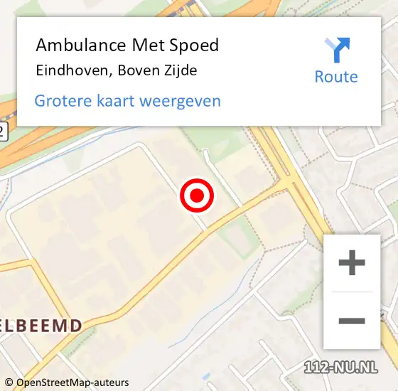 Locatie op kaart van de 112 melding: Ambulance Met Spoed Naar Eindhoven, Boven Zijde op 11 oktober 2016 12:05