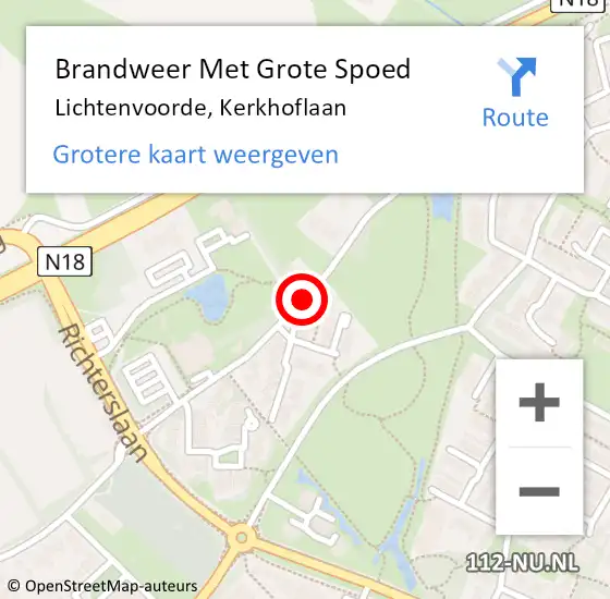 Locatie op kaart van de 112 melding: Brandweer Met Grote Spoed Naar Lichtenvoorde, Kerkhoflaan op 30 december 2013 10:28