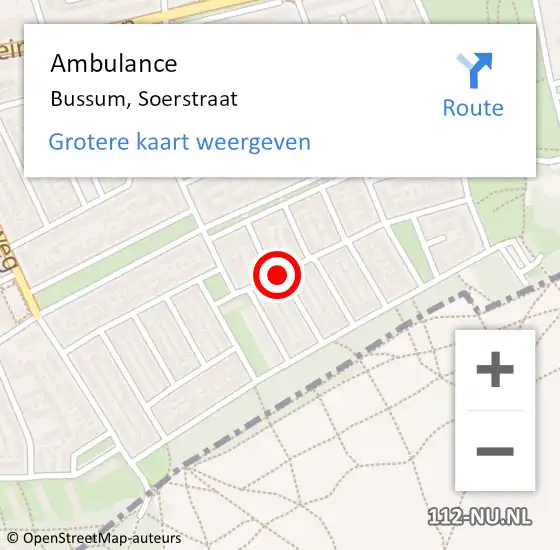 Locatie op kaart van de 112 melding: Ambulance Bussum, Soerstraat op 30 december 2013 10:29