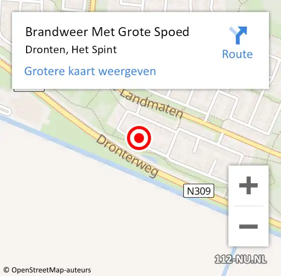 Locatie op kaart van de 112 melding: Brandweer Met Grote Spoed Naar Dronten, Het Spint op 11 oktober 2016 12:55