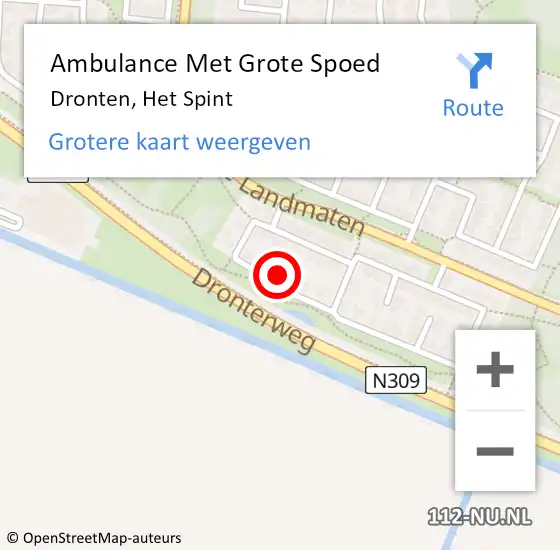 Locatie op kaart van de 112 melding: Ambulance Met Grote Spoed Naar Dronten, Het Spint op 11 oktober 2016 12:55