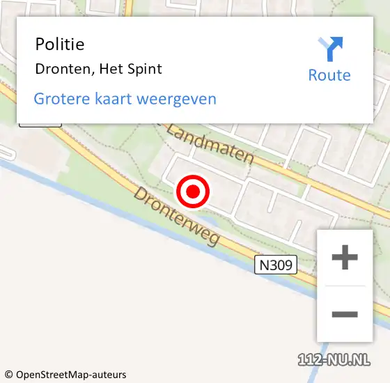 Locatie op kaart van de 112 melding: Politie Dronten, Het Spint op 11 oktober 2016 13:13