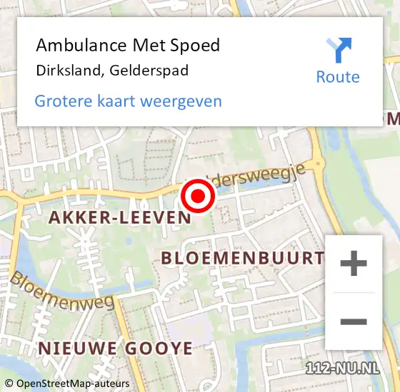 Locatie op kaart van de 112 melding: Ambulance Met Spoed Naar Dirksland, Gelderspad op 11 oktober 2016 13:45