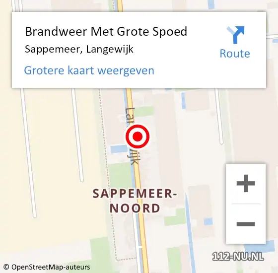 Locatie op kaart van de 112 melding: Brandweer Met Grote Spoed Naar Sappemeer, Langewijk op 11 oktober 2016 14:00