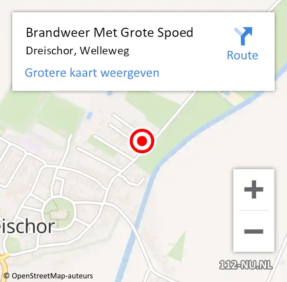 Locatie op kaart van de 112 melding: Brandweer Met Grote Spoed Naar Dreischor, Welleweg op 11 oktober 2016 14:03