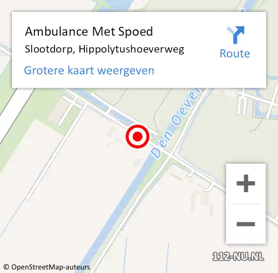 Locatie op kaart van de 112 melding: Ambulance Met Spoed Naar Slootdorp, Hippolytushoeverweg op 11 oktober 2016 14:14