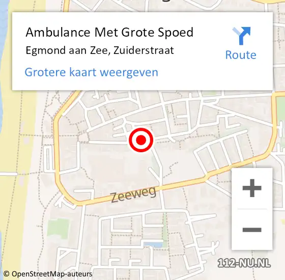 Locatie op kaart van de 112 melding: Ambulance Met Grote Spoed Naar Egmond aan Zee, Zuiderstraat op 11 oktober 2016 14:34