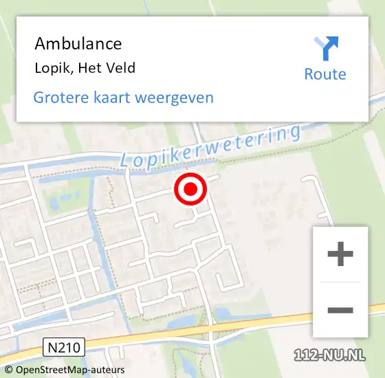 Locatie op kaart van de 112 melding: Ambulance Lopik, Het Veld op 11 oktober 2016 15:31