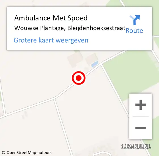 Locatie op kaart van de 112 melding: Ambulance Met Spoed Naar Wouwse Plantage, Bleijdenhoeksestraat op 11 oktober 2016 15:50