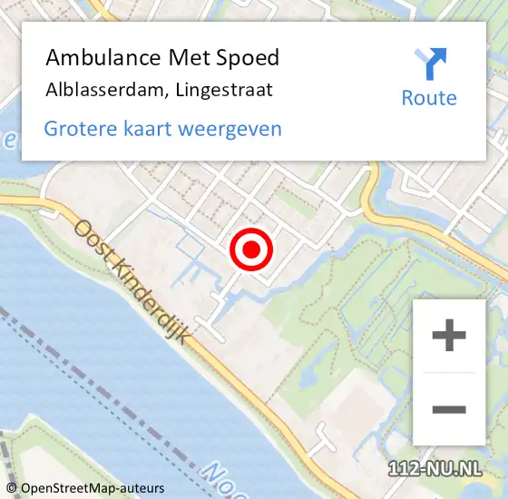 Locatie op kaart van de 112 melding: Ambulance Met Spoed Naar Alblasserdam, Lingestraat op 11 oktober 2016 15:55