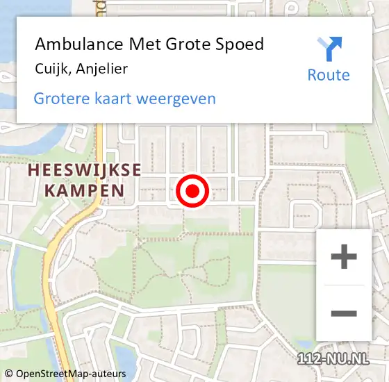 Locatie op kaart van de 112 melding: Ambulance Met Grote Spoed Naar Cuijk, Anjelier op 11 oktober 2016 16:12