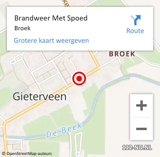 Locatie op kaart van de 112 melding: Brandweer Met Spoed Naar Broek op 11 oktober 2016 16:29