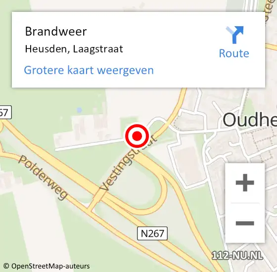 Locatie op kaart van de 112 melding: Brandweer Heusden, Laagstraat op 11 oktober 2016 16:36