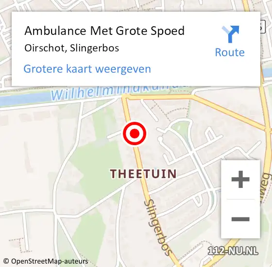 Locatie op kaart van de 112 melding: Ambulance Met Grote Spoed Naar Oirschot, Slingerbos op 11 oktober 2016 16:52