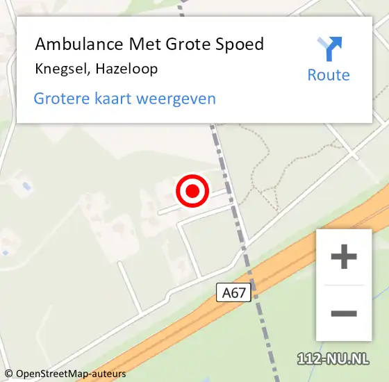 Locatie op kaart van de 112 melding: Ambulance Met Grote Spoed Naar Knegsel, Hazeloop op 11 oktober 2016 16:55