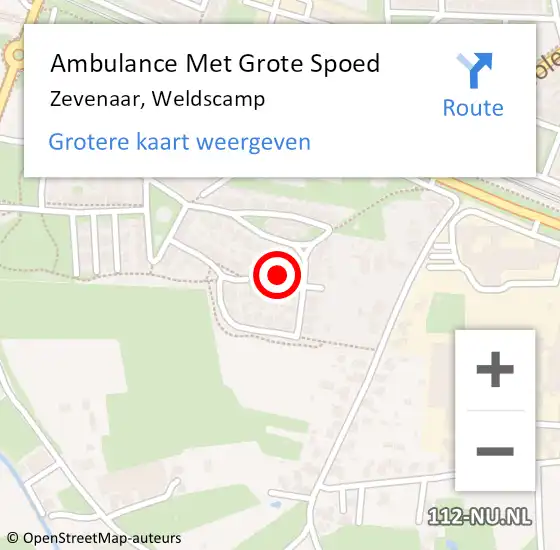 Locatie op kaart van de 112 melding: Ambulance Met Grote Spoed Naar Zevenaar, Weldscamp op 11 oktober 2016 17:03