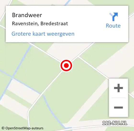 Locatie op kaart van de 112 melding: Brandweer Ravenstein, Bredestraat op 11 oktober 2016 17:11