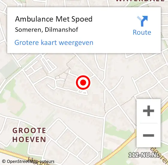 Locatie op kaart van de 112 melding: Ambulance Met Spoed Naar Someren, Dilmanshof op 11 oktober 2016 18:36