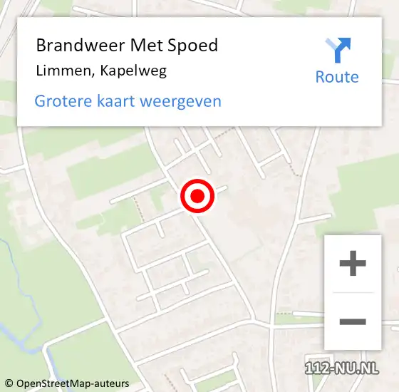 Locatie op kaart van de 112 melding: Brandweer Met Spoed Naar Limmen, Kapelweg op 11 oktober 2016 19:00