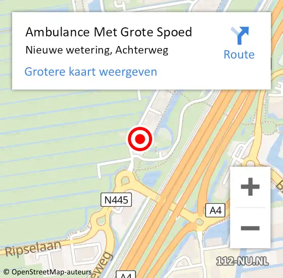 Locatie op kaart van de 112 melding: Ambulance Met Grote Spoed Naar Nieuwe wetering, Achterweg op 11 oktober 2016 19:04