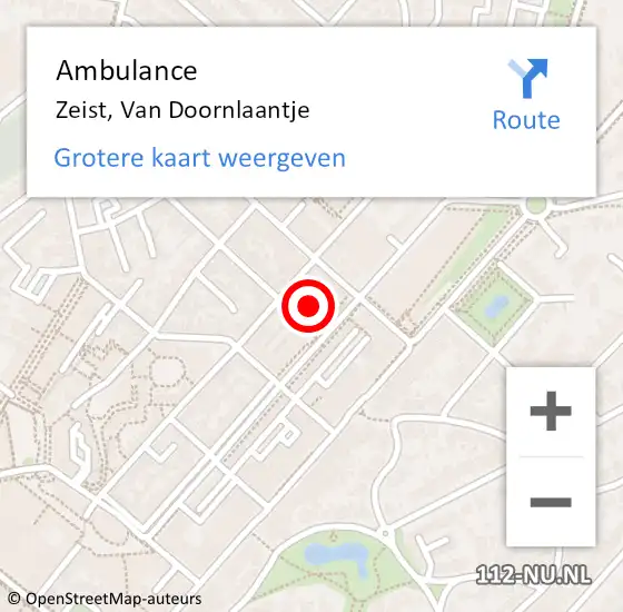 Locatie op kaart van de 112 melding: Ambulance Zeist, Van Doornlaantje op 30 december 2013 11:19