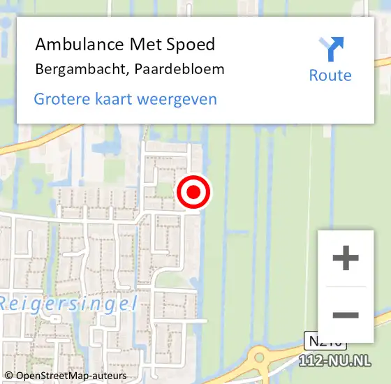 Locatie op kaart van de 112 melding: Ambulance Met Spoed Naar Bergambacht, Paardebloem op 11 oktober 2016 19:50