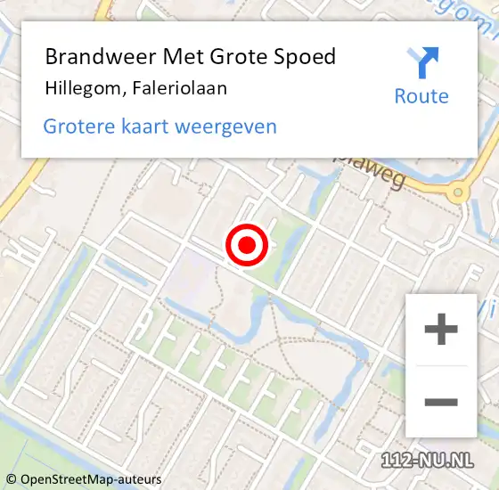 Locatie op kaart van de 112 melding: Brandweer Met Grote Spoed Naar Hillegom, Faleriolaan op 11 oktober 2016 20:24