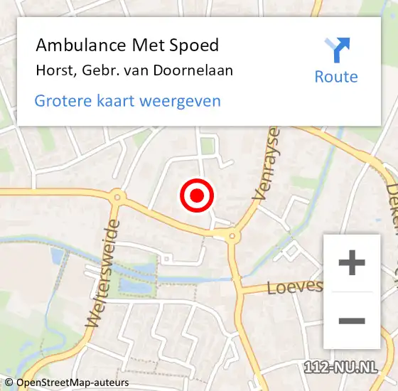 Locatie op kaart van de 112 melding: Ambulance Met Spoed Naar Horst, Gebr. van Doornelaan op 11 oktober 2016 20:30