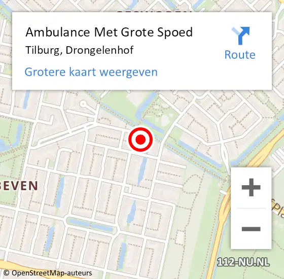 Locatie op kaart van de 112 melding: Ambulance Met Grote Spoed Naar Tilburg, Drongelenhof op 11 oktober 2016 21:36