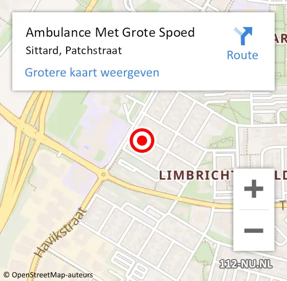 Locatie op kaart van de 112 melding: Ambulance Met Grote Spoed Naar Sittard, Patchstraat op 30 december 2013 11:31