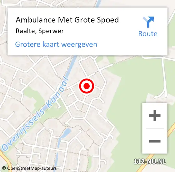 Locatie op kaart van de 112 melding: Ambulance Met Grote Spoed Naar Raalte, Sperwer op 11 oktober 2016 22:38