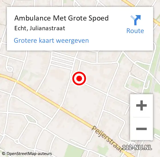 Locatie op kaart van de 112 melding: Ambulance Met Grote Spoed Naar Echt, Julianastraat op 12 oktober 2016 00:37