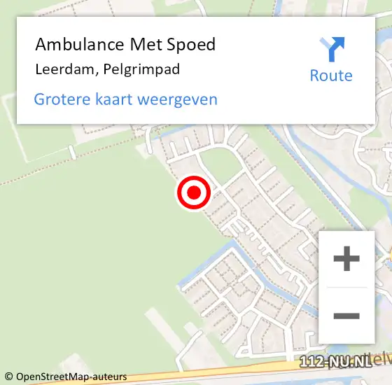 Locatie op kaart van de 112 melding: Ambulance Met Spoed Naar Leerdam, Pelgrimpad op 12 oktober 2016 03:00