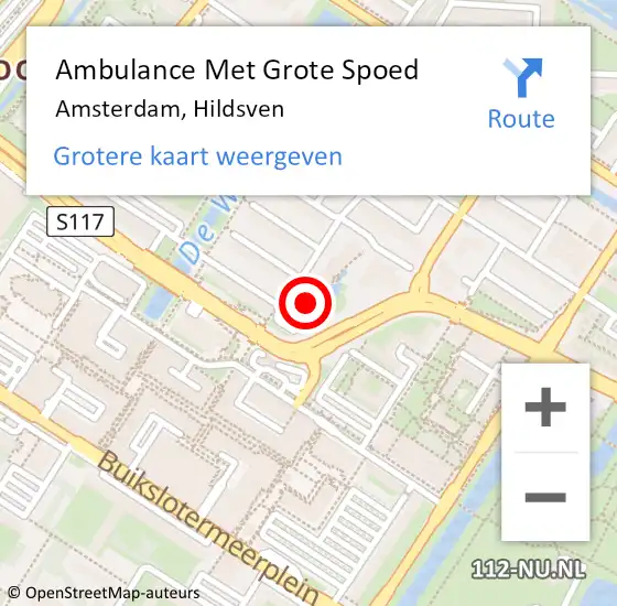Locatie op kaart van de 112 melding: Ambulance Met Grote Spoed Naar Amsterdam, Hildsven op 12 oktober 2016 03:25