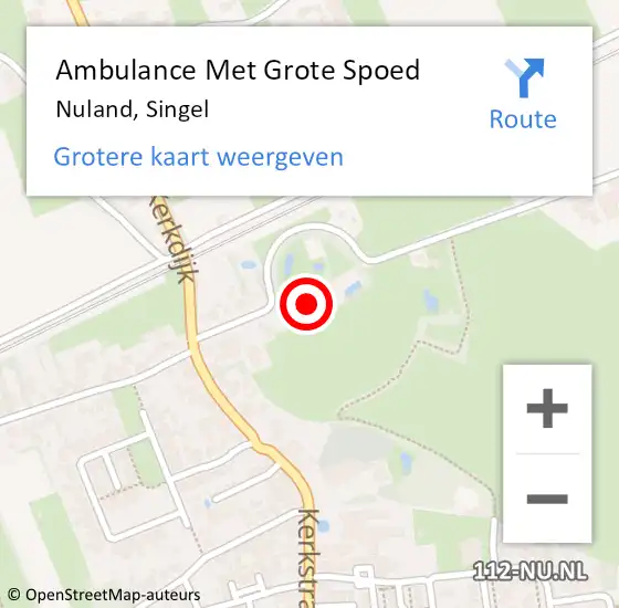 Locatie op kaart van de 112 melding: Ambulance Met Grote Spoed Naar Nuland, Singel op 12 oktober 2016 04:25