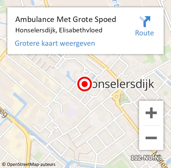 Locatie op kaart van de 112 melding: Ambulance Met Grote Spoed Naar Honselersdijk, Elisabethvloed op 12 oktober 2016 06:07