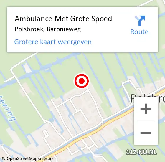 Locatie op kaart van de 112 melding: Ambulance Met Grote Spoed Naar Polsbroek, Baronieweg op 12 oktober 2016 06:21