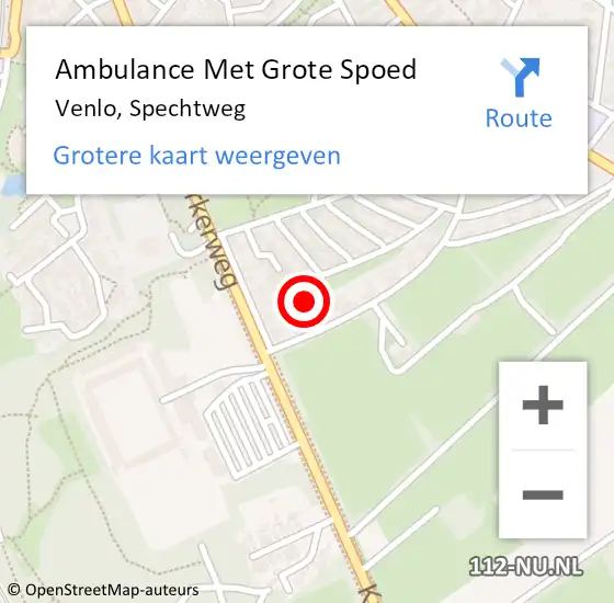 Locatie op kaart van de 112 melding: Ambulance Met Grote Spoed Naar Venlo, Spechtweg op 12 oktober 2016 07:04