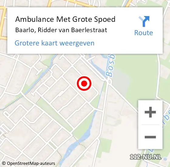 Locatie op kaart van de 112 melding: Ambulance Met Grote Spoed Naar Baarlo, Ridder van Baerlestraat op 12 oktober 2016 08:31