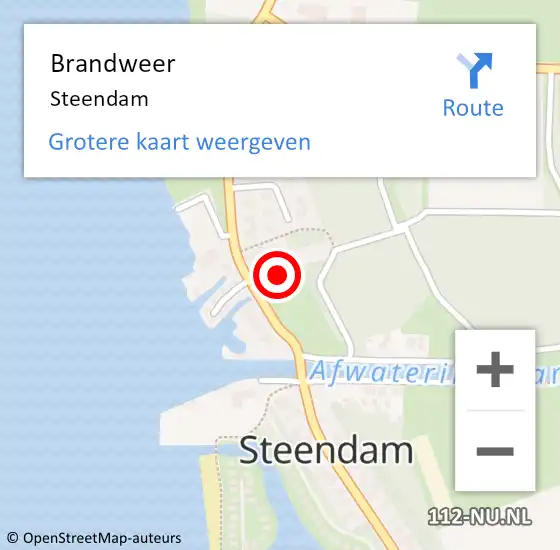 Locatie op kaart van de 112 melding: Brandweer Steendam op 12 oktober 2016 10:13