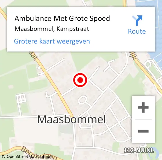 Locatie op kaart van de 112 melding: Ambulance Met Grote Spoed Naar Maasbommel, Kampstraat op 12 oktober 2016 10:18