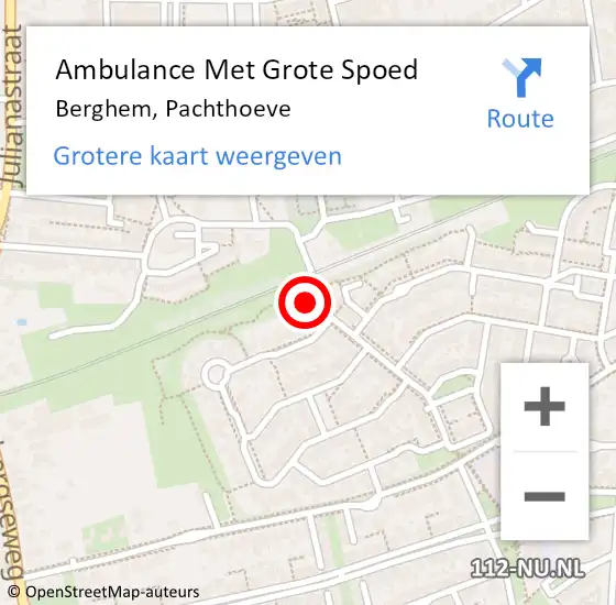 Locatie op kaart van de 112 melding: Ambulance Met Grote Spoed Naar Berghem, Pachthoeve op 12 oktober 2016 11:04