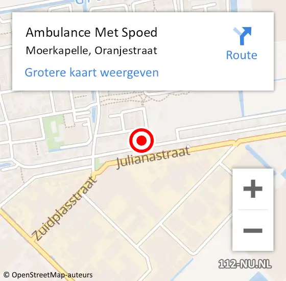 Locatie op kaart van de 112 melding: Ambulance Met Spoed Naar Moerkapelle, Oranjestraat op 12 oktober 2016 11:38