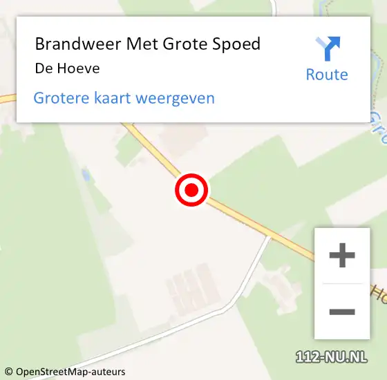 Locatie op kaart van de 112 melding: Brandweer Met Grote Spoed Naar De Hoeve op 12 oktober 2016 11:45